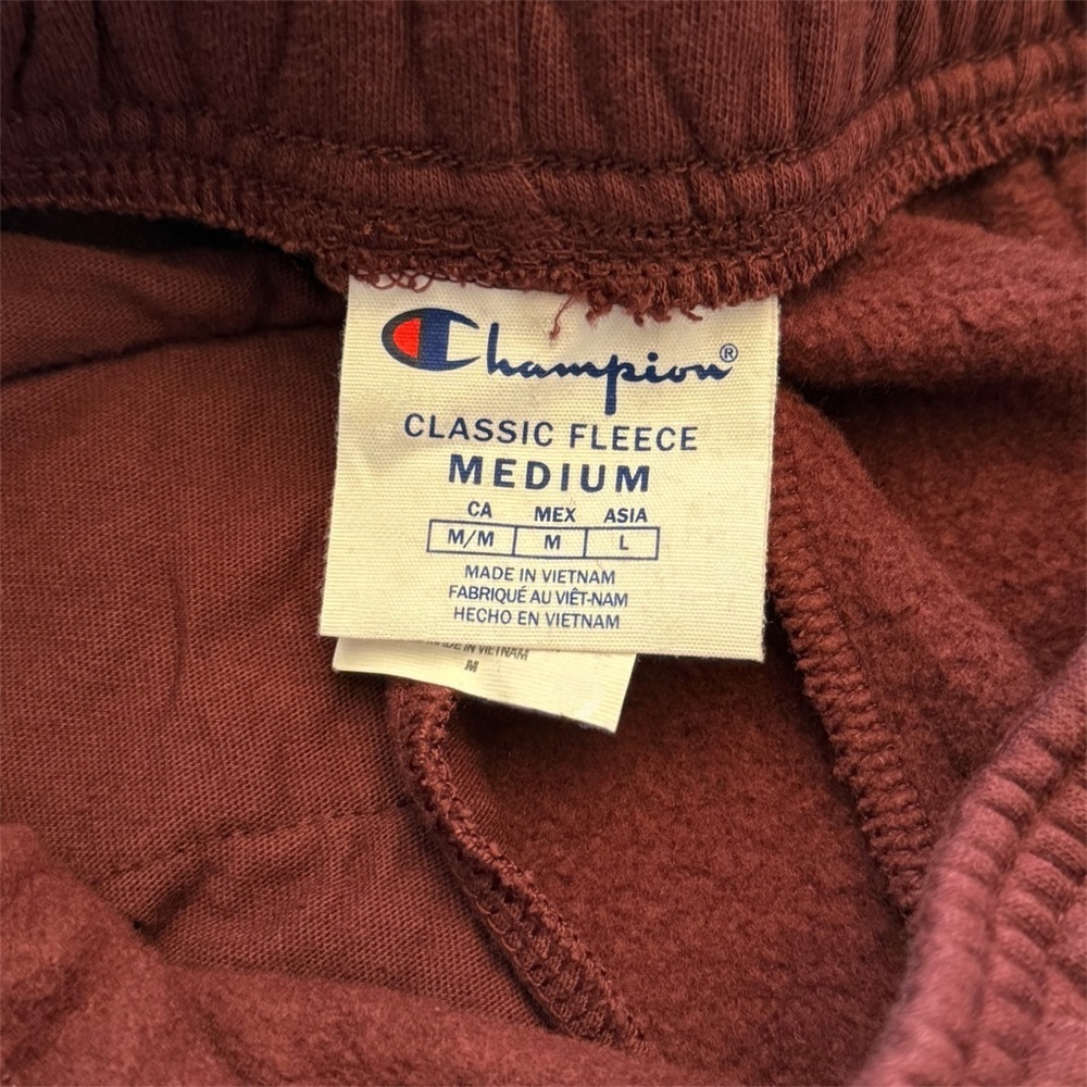 Champion Classic Fleece Sweatpants Medium Burgundy Wide Leg Joggers Gym Casual - Picture 2 of 15